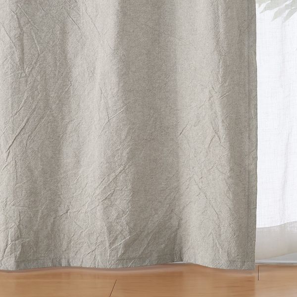 無印良品 綿洗いざらし平織ノンプリーツカーテン 幅100×丈178cm用 ペールブラウン 良品計画