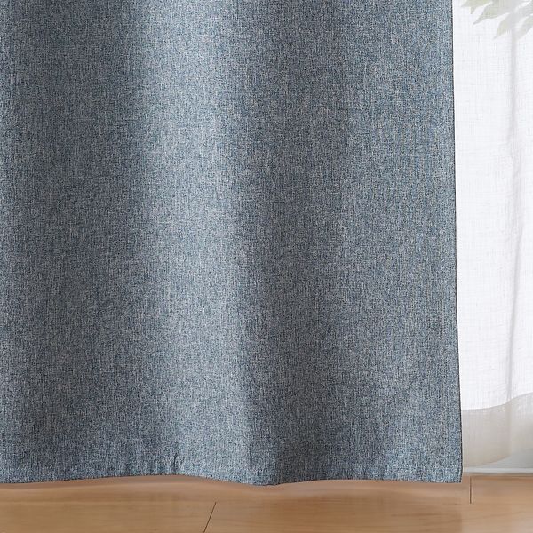 無印良品 防炎 遮光性 ドビー織りノンプリーツカーテン 幅100×丈135cm用 フェードブルー 良品計画