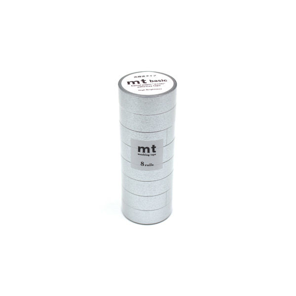 カモ井加工紙 mt マスキングテープ 8P（8巻セット） 高輝度 シルバー 幅15mm×7m巻 MT08P533 1個