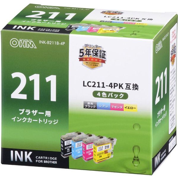 ブラザー（brother）用 互換インク INK-B211B-4P LC211-4P互換 1パック（4色入）