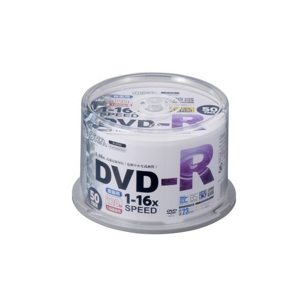 オーム電機 DVD-R 16倍速対応 録画用 50枚 スピンドル入 PC-M16XDRCP50S 1パック（50枚入）