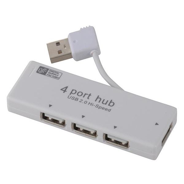 オーム電機 USBハブ 4ポート 収納式 ホワイト PC-SH4PS1-W（直送品）