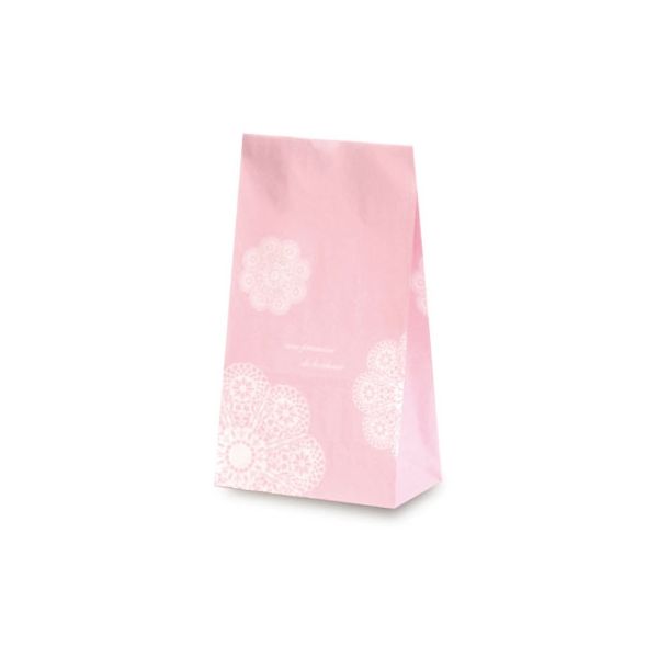 ベルベ 雑貨 食品 紙袋 角底袋 レースィ（ピンク） 4号 3504 1包：1000枚（100×10）（直送品）