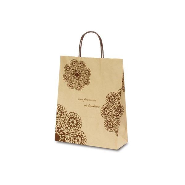 ベルベ 紙袋 1575 自動紐手提袋 T-X レースィ（茶） 1575 1包：200枚（50×4）（直送品）