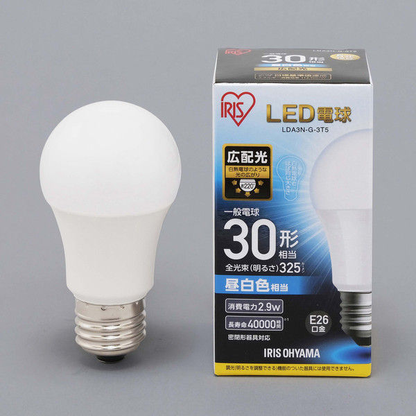 アイリスオーヤマ LED電球 E26 広配光タイプ 昼白色 30形相当（325lm） LDA3N-G-3T5（直送品）