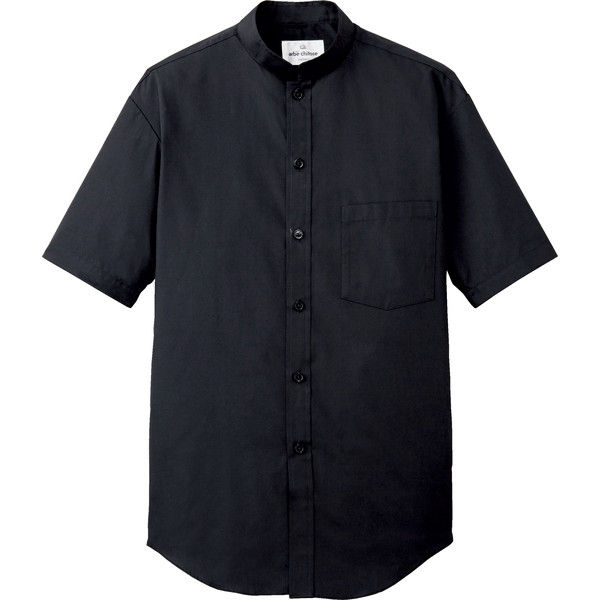 チトセ EP6840 スタンドカラーシャツ（半袖）[兼用] 3L EP6840_C-10ブラック_3L（取寄品）