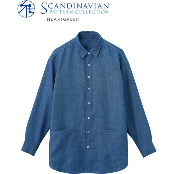 カーシーカシマ HEARTGREEN スカンジナビアン・パターンコレクション ロングシャツ フィヨルドブルー LL HWY011（取寄品）