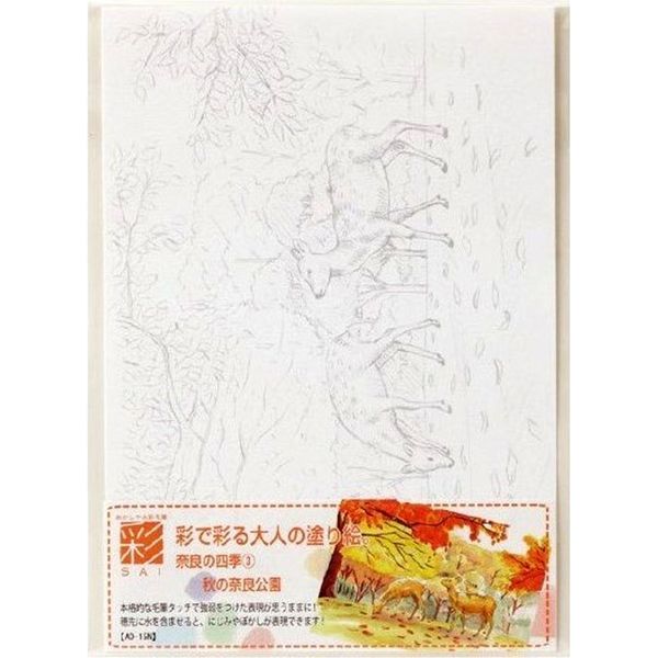 あかしや 彩で彩る大人の塗り絵 奈良の四季3 AO-15N 10枚（直送品）