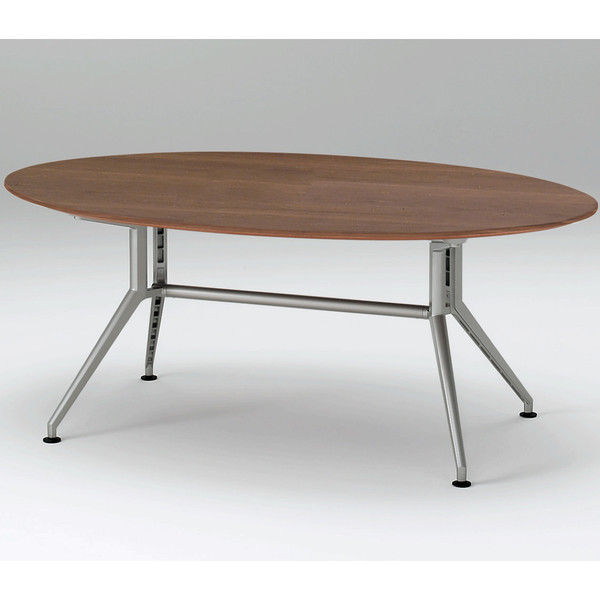 【組立設置込】イトーキ 会議テーブルDDシリーズ（120°脚・楕円型）ファインウォールナットD 幅1800×奥行1100×高さ700mm（直送品）