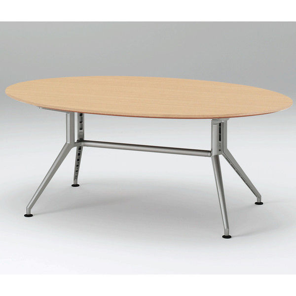 【組立設置込】イトーキ 会議テーブルDDシリーズ（120°脚・楕円型）ファインウォールナットL 幅1800×奥行1100×高さ700mm（直送品）
