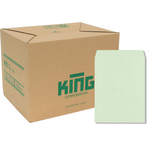 キングコーポレーション 角形3号 HIソフトカラーグリー ン 160308 1箱（500枚入）（直送品）