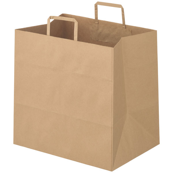 アスクル 平紐クラフト紙手提袋ベーシックタイプ 350×350×250 茶無地  1箱（200枚：50枚入×4袋）  オリジナル