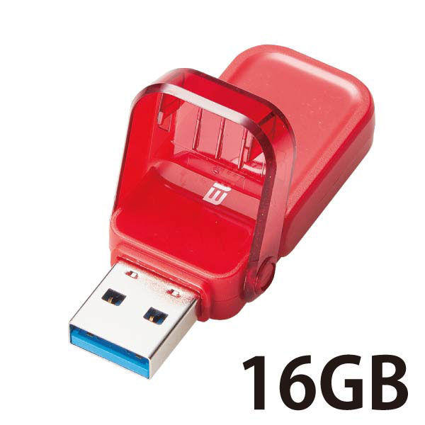 エレコム USBメモリー/USB3.1(Gen1)対応/フリップキャップ式/16GB/レッド MF-FCU3016GRD 1個