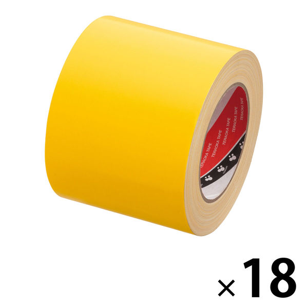 【ガムテープ】 寺岡製作所 布テープ カラーオリーブテープ 黄 幅100mm×長さ25m 1箱（18巻入）