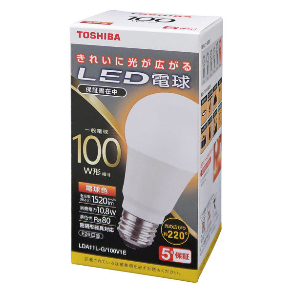 東芝（TOSHIBA） LED電球 E26口金 100W型相当 電球色 （広配光） LDA11L-G/100V1E