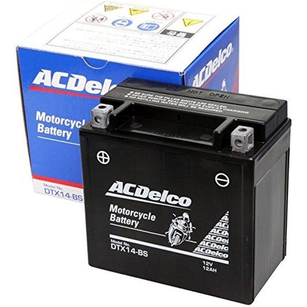 【二輪車用品】ACデルコ（ACDELCO） シールド型 バイク用バッテリー[ 液入充電済 ] DTX14-BS 1個（直送品）