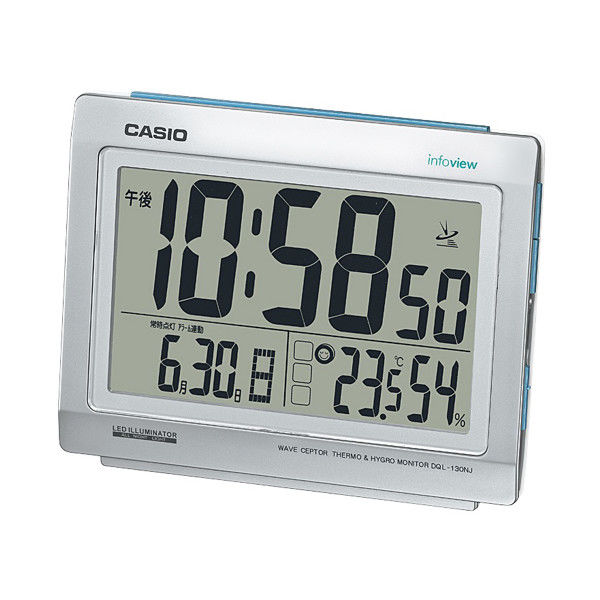 CASIO（カシオ）置き時計 [電波 アラーム 温湿度 カレンダー] 164×65×129mm DQL-130NJ-8JF 1個