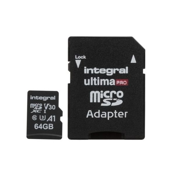 Integral Memory マイクロ SD 64 GB Class 10， UHS-1 U3 INMSDX64G-100/70V30（直送品）