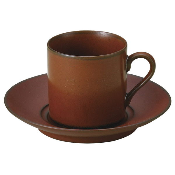 陶雅 カップ＆ソーサー 赤釉ロマンコーヒー碗皿 [2個入] tga-4018-176（直送品）