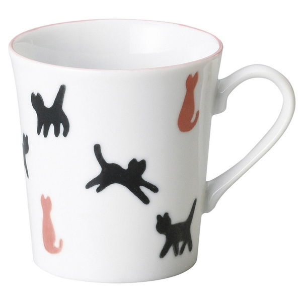 陶雅 マグカップ ネコの散歩赤マグ [4個入] tga-4518-183（直送品）