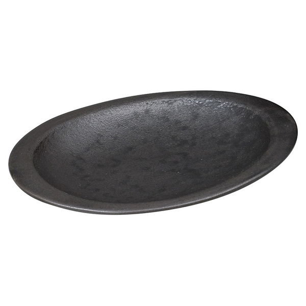 陶雅 陶板 黒土楕円リム付陶板(信楽焼) [1個入] tga-6618-092（直送品）