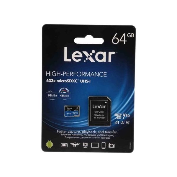 Lexar マイクロ SD 64 GB あり Class 10， UHS-1 U1 LSDMI64GBBEU633A（直送品）