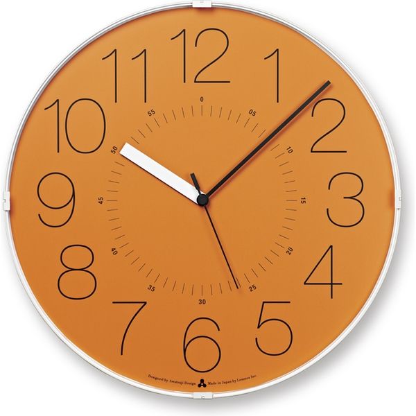 タカタレムノス Lemnos 掛け時計 カラ 直径320×奥行50ｍｍ オレンジ AWA21-01 OR 1個（取寄品）