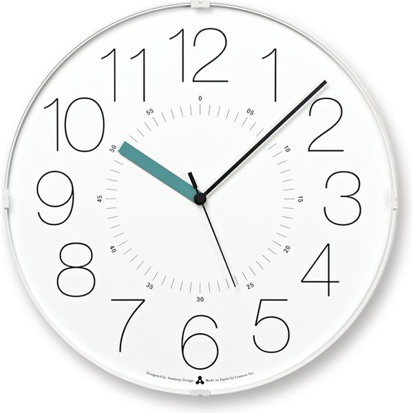 タカタレムノス Lemnos 掛け時計 カラ 直径320×奥行50ｍｍ ホワイト×ブルー AWA21-01 WH-B 1個（取寄品）