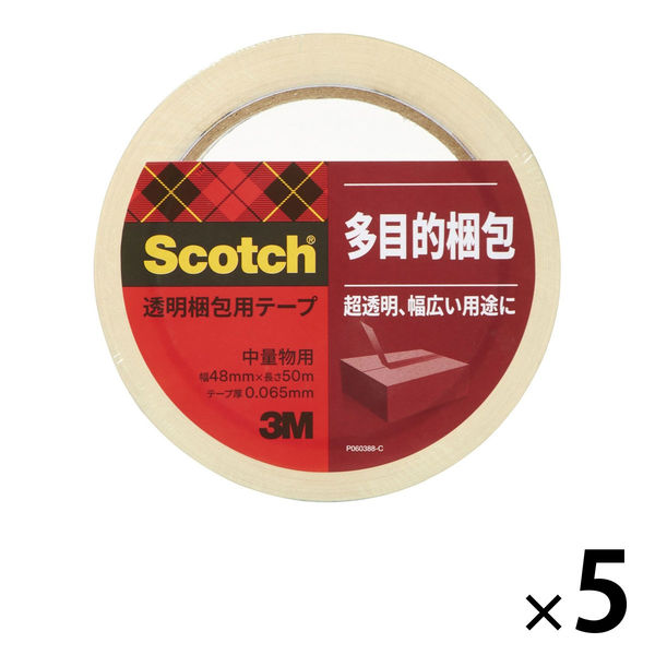 【OPPテープ】 スコッチ（R） 透明梱包用テープ 313 1PN 0.065mm厚 幅48mm×長さ50m 3M 1セット（5巻入）