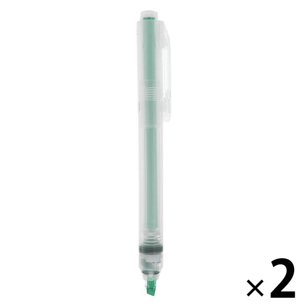 無印良品 ポリプロピレンノック式蛍光ペン 緑 1セット（2本） 良品計画
