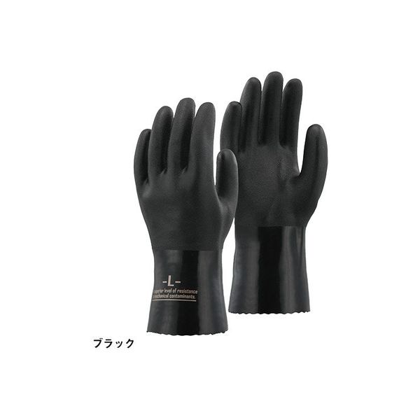 おたふく手袋 A-208 LL 黒 PVCオイルレジスタント 3双組　1組(3双)（直送品）