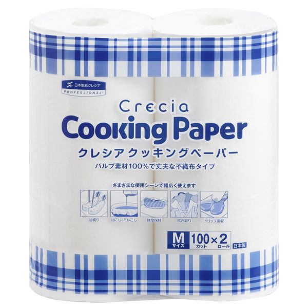 キッチンペーパー クレシア クッキングペーパー Mサイズ 100カット 1箱（2ロール入×6パック） 日本製紙クレシア