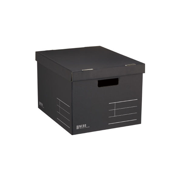 コクヨ 収納ボックス<NEOS> （Lサイズ・フタ付き）ブラック A4-NELB-D 1セット（10冊）
