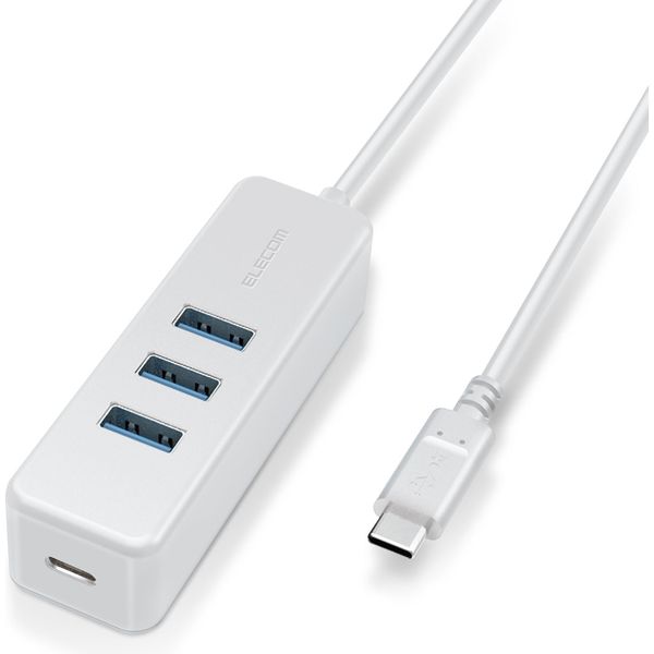 エレコム USBハブ タイプC USB3.0メス×３ マグネット付 PC給電 セルフ・バス両用 ホワイト U3HC-T431P5WH 1個
