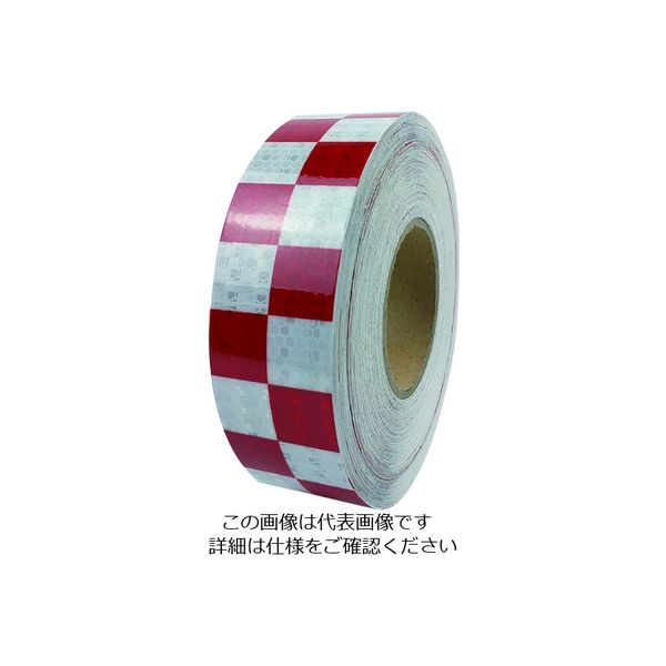 セーフラン安全用品 セーフラン 高輝度反射テープ 赤白格子 幅50mm×50m 14367 1巻 206-8992（直送品）