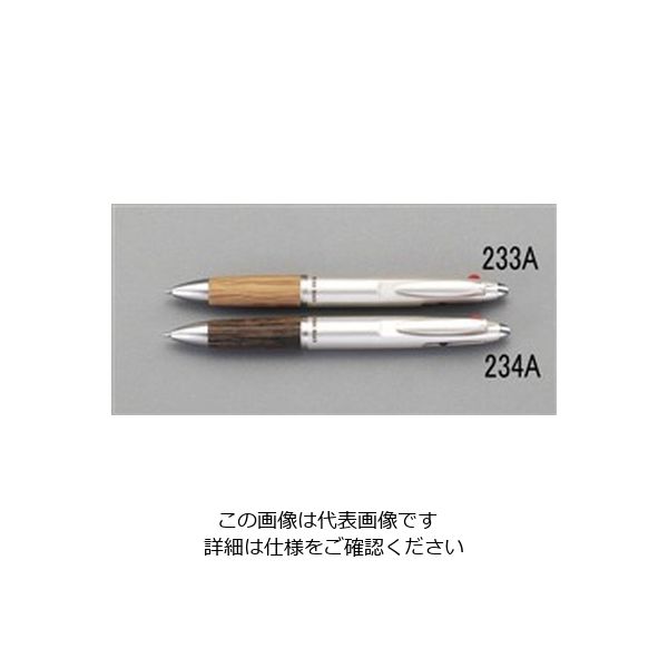 エスコ 0.7mm 2色シャープ・ボールペン(黒・赤/ナチュラルウッド) EA765MG-233A 1セット(10本)（直送品）