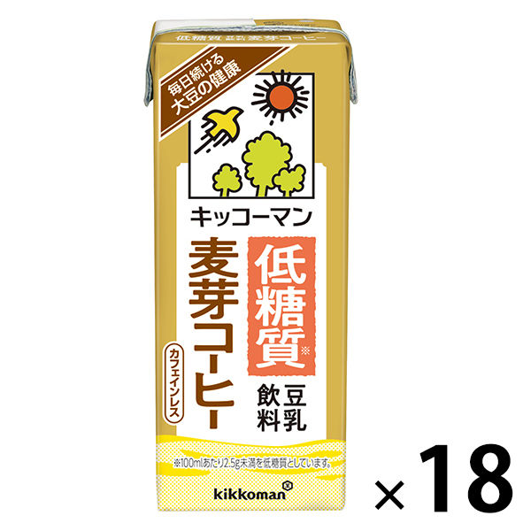 キッコーマン 低糖質調整豆乳 麦芽コーヒー 200ml 1箱（18本入）