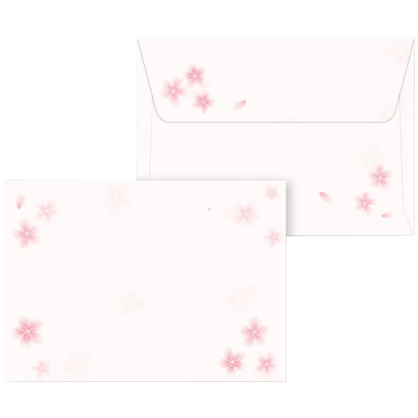 ササガワ 封筒 名刺用 桜 16-980 1セット（100枚：20枚×5袋）（取寄品）