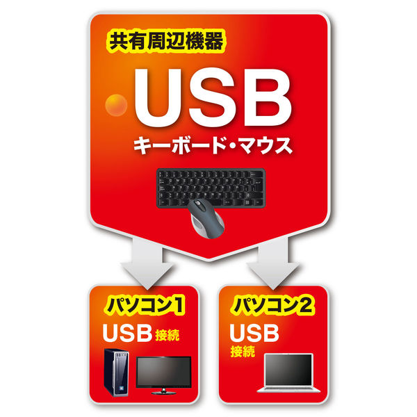 サンワサプライ キーボード・マウス用パソコン切替器(2:1) SW-KM2UU 1個