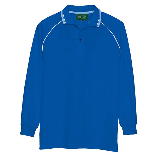 アイトス 制電長袖ポロシャツ（男女兼用） 50010 ブルー M 介護ユニフォーム 1枚（直送品）