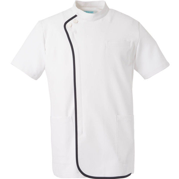 KAZEN（カゼン） メンズジャケット半袖 056 ホワイト×ネイビー S 医療白衣 1枚（直送品）