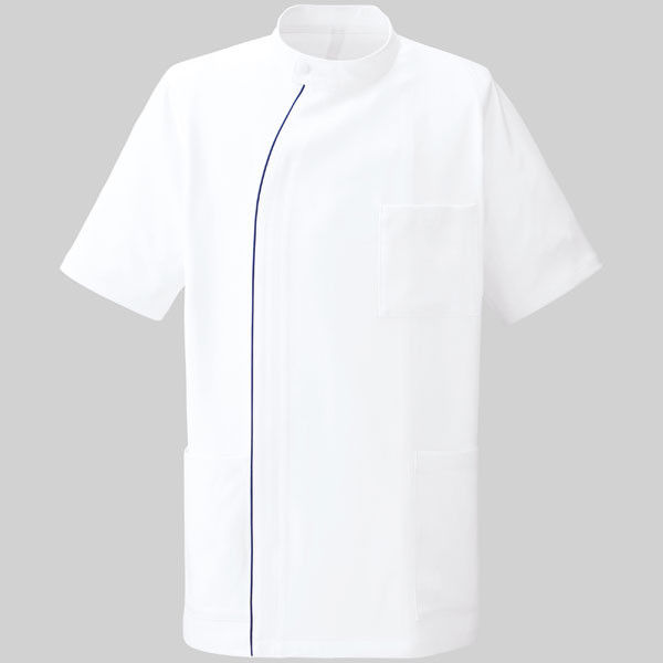 YUKISABURO WATANABE メンズジャケット半袖 YW52 ホワイト×ネイビー S KAZEN（カゼン） 医療白衣 1枚（直送品）