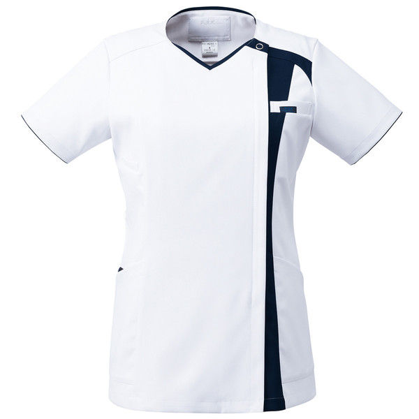 FOLK（フォーク） レディスジップスクラブ 7052SC ホワイト×ダークネイビー S 医療白衣 1枚（直送品）