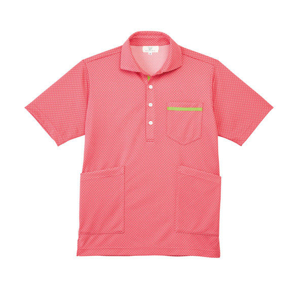 トンボ キラク キラク ニットシャツ CR175 ピンク L 介護ユニフォーム 1枚（取寄品）