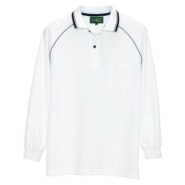 アイトス 制電長袖ポロシャツ（男女兼用） 50010 ホワイト 3L 介護ユニフォーム 1枚（直送品）