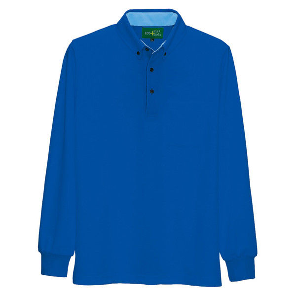アイトス 制電長袖ポロシャツ（男女兼用） 50012 ブルー 4L 介護ユニフォーム 1枚（直送品）