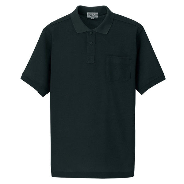 アイトス 半袖ポロシャツ（男女兼用） 7615 ブラック 3S 介護ユニフォーム 1枚（直送品）