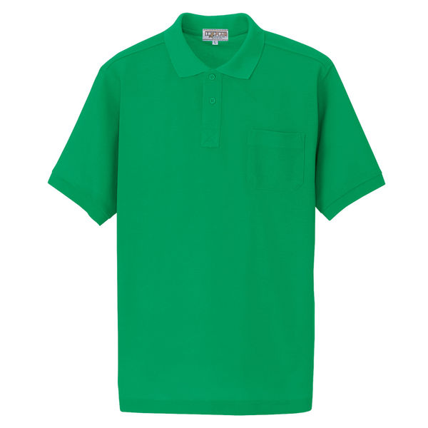 アイトス 半袖ポロシャツ（男女兼用） 7615 グリーン L 介護ユニフォーム 1枚（直送品）
