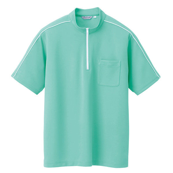 アイトス 半袖クイックドライジップシャツ（男女兼用） CL3000 ミントグリーン 4L 1枚（直送品）