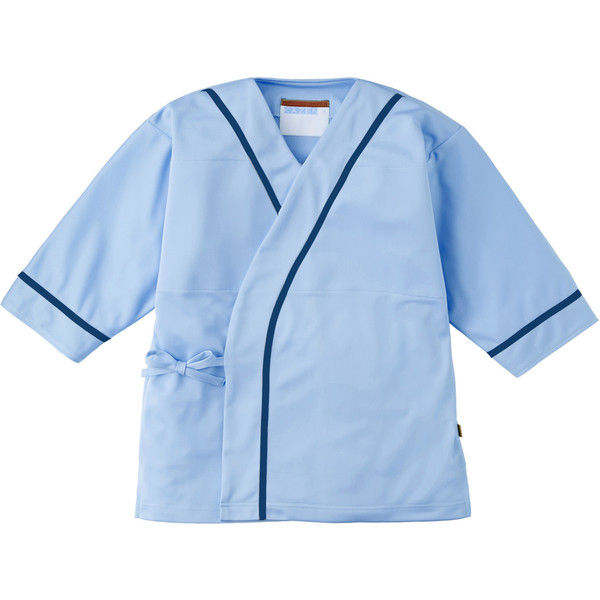 KAZEN（カゼン） ニット検診衣・甚平型 300 ブルー×ネイビー S 検査衣 患者衣 1枚（直送品）